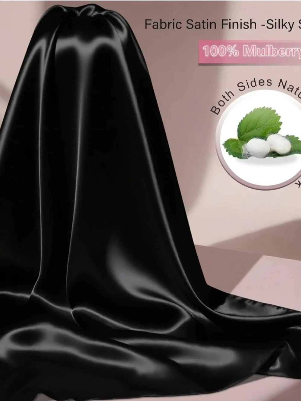 SSilkdsy Black Silk Satin Pillowcase Set — Smooth 2-Pack Luxury Covers New